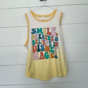 Disney Women’s 1X Smile Believe in Disney Magic Yellow Tank